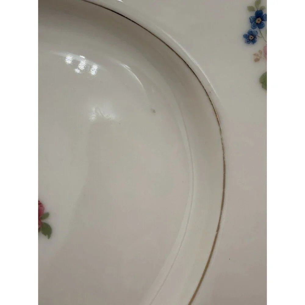Vintage Czechoslovakia Floral Porcelain Serving Platter Gold Trim Oval 13” Roses